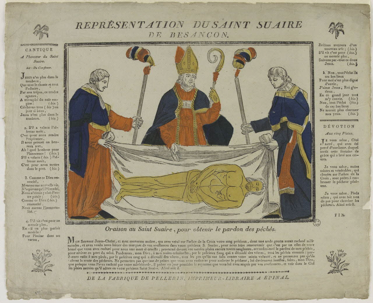 Jean-Charles Pellerin imagerie ancienne REPRESENTATION DU SAINT SUAIRE  DE BESANCON. Lorraine, France 1816 1965.75.327 Photo RMN-Grand Palais (Mucem)