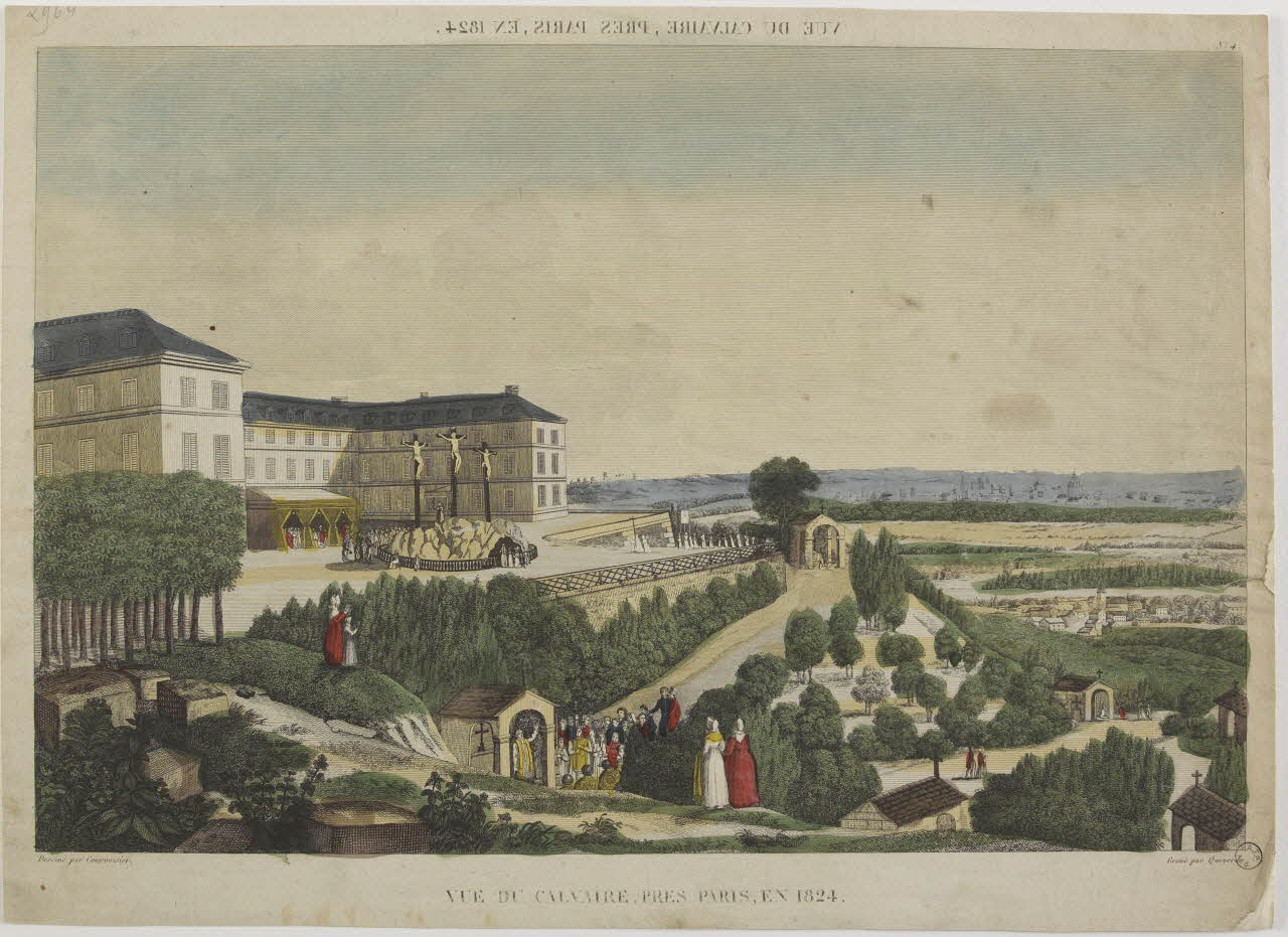 Courvoisier ; Queverdo Louis Marie Yves imagerie ancienne VUE DU CALVAIRE, PRES PARIS, EN 1824. Paris 1824 1969.14.5 Photo RMN-Grand Palais (Mucem)