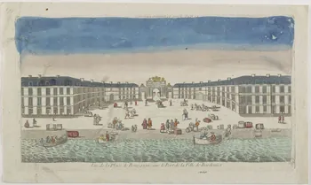 imagerie ancienne Vue de la Place de Bourgogne sur le Port de la Ville de Bordeaux. Paris 1730 1977.68.2 Photo RMN-Grand Palais (Mucem)