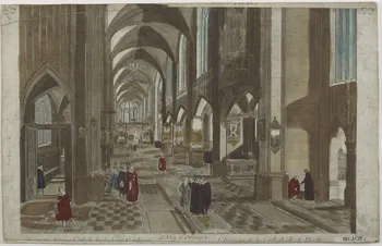 imagerie ancienne 13e VUE D'OPTIQUE  Prospectus Interior Cathedralis Ecclesioe Dorthensis  L'Interieur de la Cathedralle de Dorth. 1981.21.28 Photo RMN-Grand Palais (Mucem)