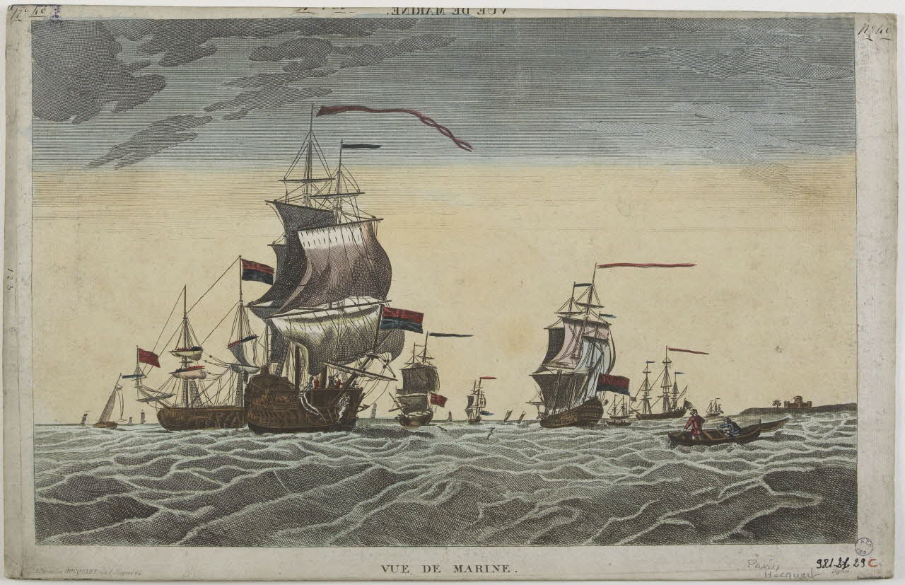 Hocquart imagerie ancienne VUE DE MARINE. (titre inscrit, en caractères inversés)  VUE DE MARINE. Paris 1833-1836 1981.21.29 Photo RMN-Grand Palais (Mucem)