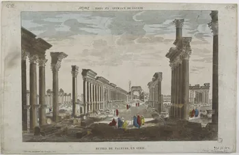 Hocquart imagerie ancienne RUINES DE PALMYRE, EN SYRIE. (titre inscrit, en caractères inversés)  RUINES DE PALMYRE, EN SYRIE. Paris 1833-1836 1981.21.35 Photo RMN - Grand Palais (MuCEM) - Jean-Gilles Berizzi