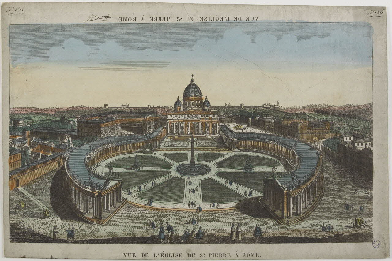 Hocquart imagerie ancienne VUE DE L'EGLISE DE ST. PIERRE A ROME. Paris 1833-1836 1981.21.38 Photo RMN-Grand Palais (Mucem)