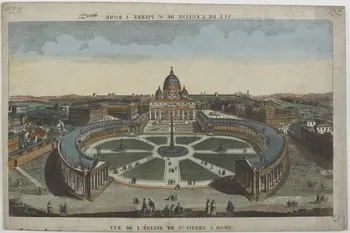 Hocquart imagerie ancienne VUE DE L'EGLISE DE ST. PIERRE A ROME. Paris 1833-1836 1981.21.38 Photo RMN-Grand Palais (Mucem)