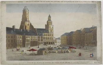 imagerie ancienne VUE DE LA PLACE DE L'HOTEL DE VILLE ET DU PHARE A CALAIS. Paris 1830-1840 1981.21.44 Photo RMN-Grand Palais (Mucem)