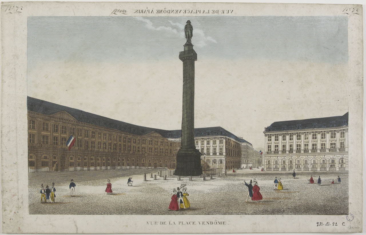 imagerie ancienne VUE DE LA PLACE VENDOME A PARIS. France 1830-1840 1981.21.52 Photo RMN-Grand Palais (Mucem)