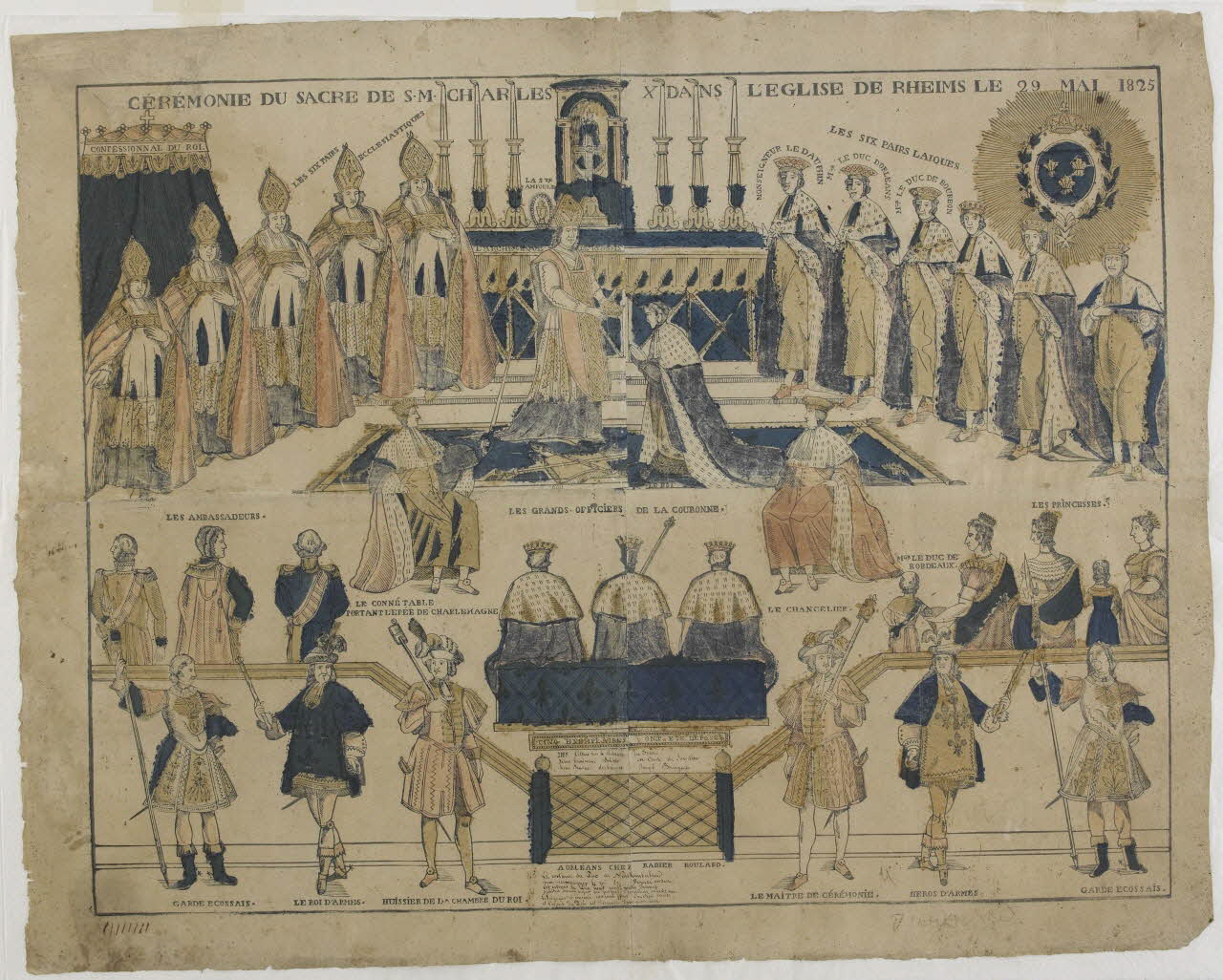 Michel Rabier-Boulard imagerie ancienne CEREMONIE DU SACRE DE S.M. CHARLES X DANS L'EGLISE DE RHEIMS LE 29 MAI 1825 Orléans 1825 2003.9.1 Photo RMN-Grand Palais (Mucem)