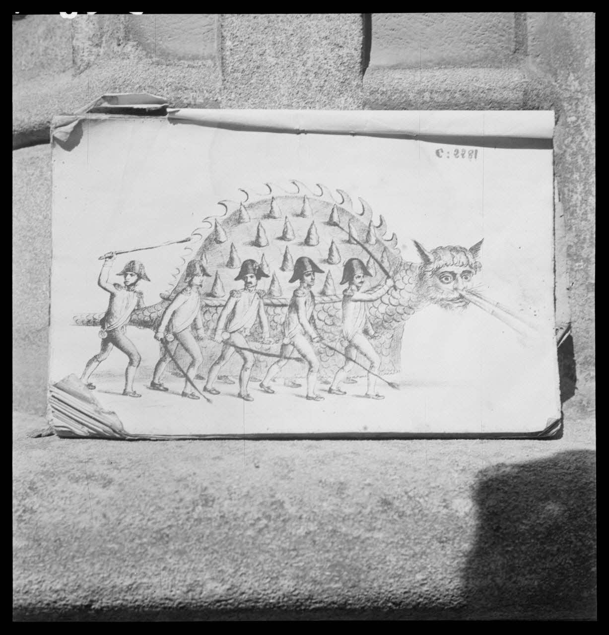 Latour photographie La tarasque. Lithographie. Extrait de Frontispice de Désanat, Courses…. Edition Museon Arlaten. Arles. 1856 (c.2281) France 1948/10/1 Ph.1948.68.18 Photo