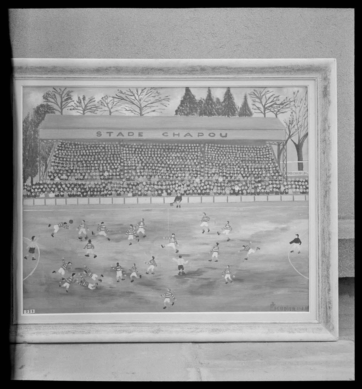 photographie "La partie de football (stade Chapou)". Peinture à l'huile de Jean Escudiée (gardien-chef au musée des augustins à Toulouse) Ph.1948.72.2 Photo