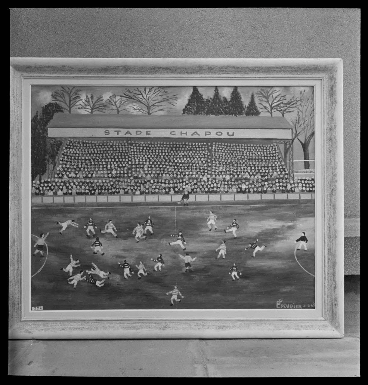 photographie "La partie de football (stade Chapou)". Peinture à l'huile de Jean Escudiée (gardien-chef au musée des augustins à Toulouse) Ph.1948.72.3 Photo