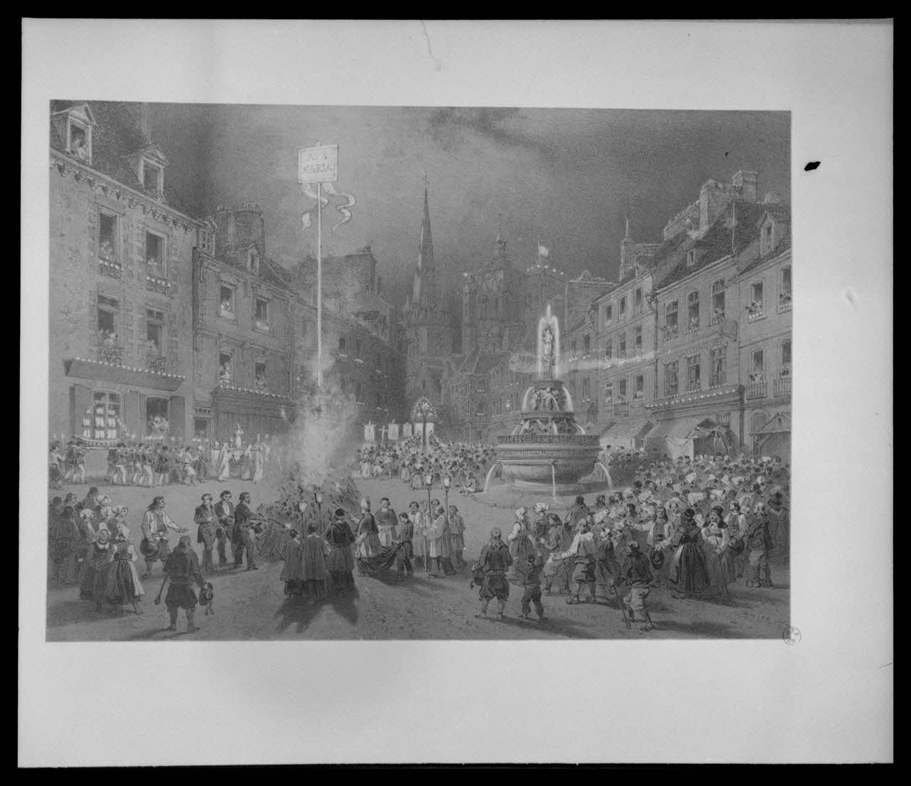 Bandy photographie Estampe. "Fête religieuse. Notre-Dame de Bonsecours à Guingamp". Lithographie couleur Ile-de-France, France 1959/6/1 Ph.1959.102.16 Photo