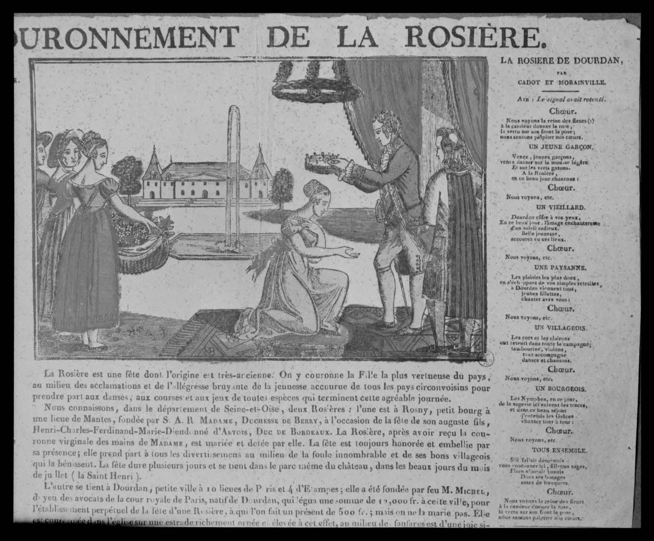 Bandy photographie Estampe avec le couronnement de la rosière. Bois couleur. Chez Garnier-Allabre à Chartres Ile-de-France, France 1959/6/1 Ph.1959.102.5 Photo