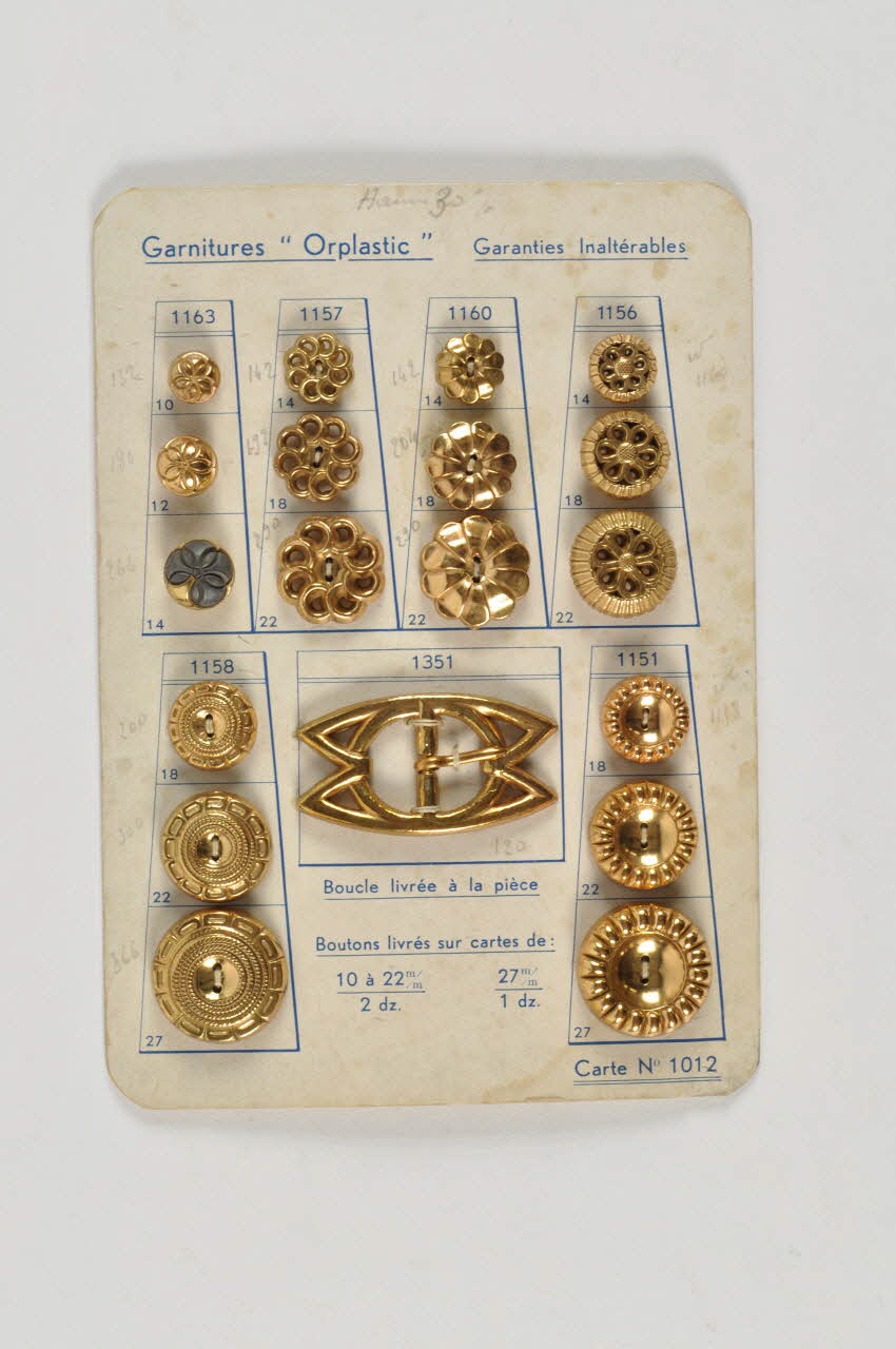 CARTON DE DIX HUIT BOUTONS 1986.6.85 Photo Mucem