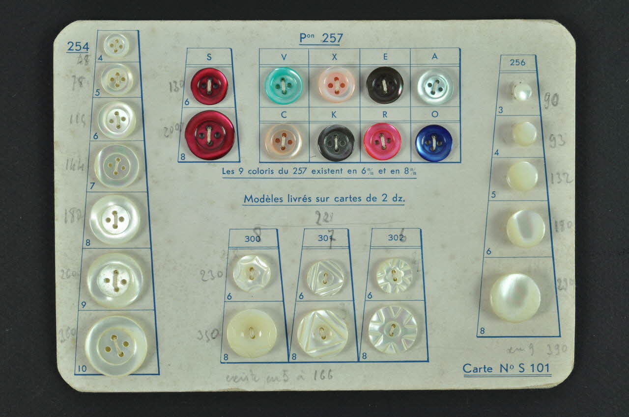 CARTON DE VINGT HUIT BOUTONS 1986.6.90 Photo Mucem