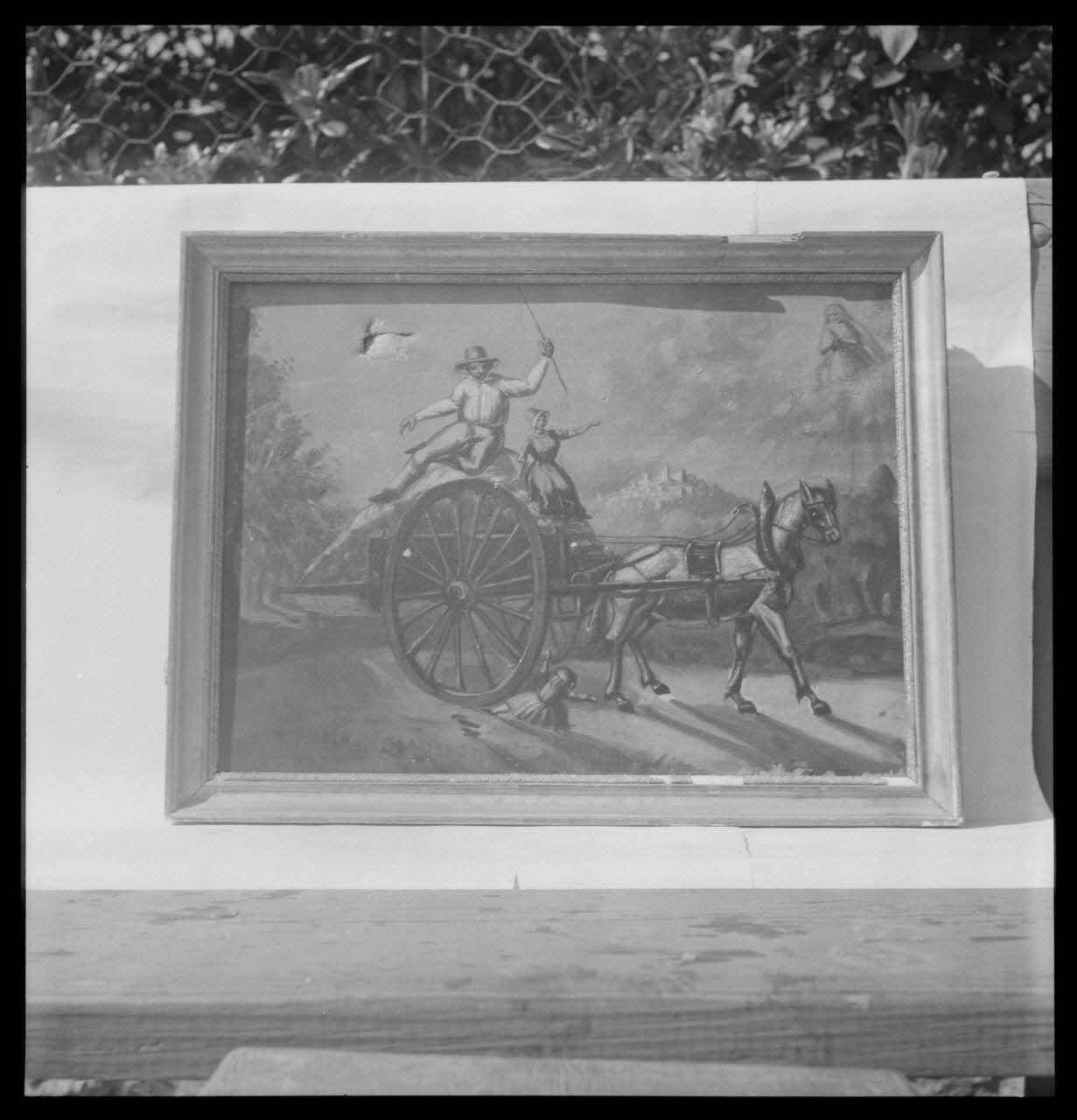 Nicolas photographie Eglise Notre-Dame de Pitié. Ex-voto pour un accident d'enfant écrasé par une voiture à cheval. Huile sur toile avec cadre doré, 435 x 333 Provence-Alpes-Côte d'Azur, France 1959/4/1 Ph.1959.62.14 Photo