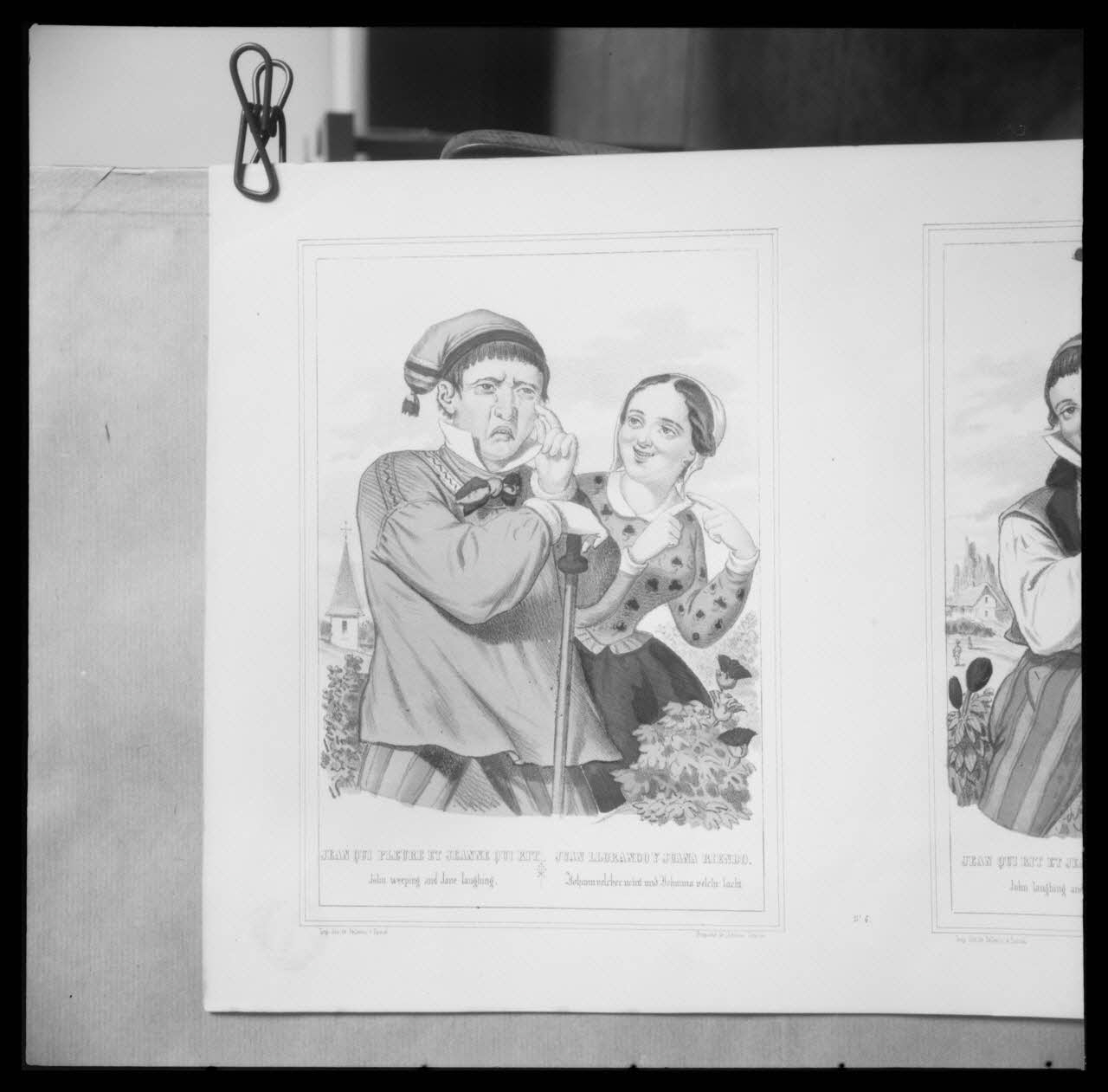 Lalance photographie Image. "Jean qui pleure Jean qui rit". Fragment : "Jean qui pleure". Pellerin à Epinal. Lithographie couleur Ile-de-France, France 1959 Ph.1959.77.1 Photo