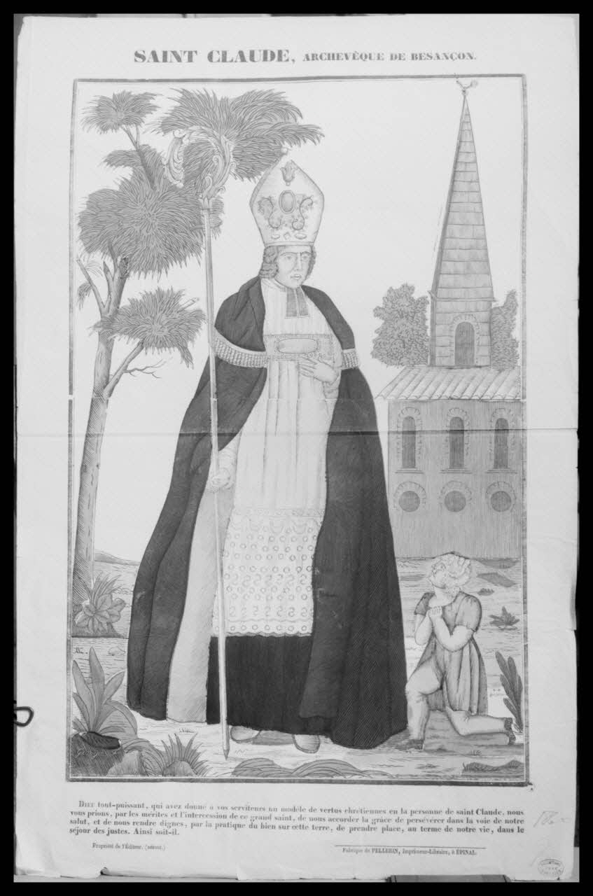 Lalance photographie Image. "Saint Claude, archevêque de Besançon". Bois couleur. Pellerin à Epinal Ile-de-France, France 1959 Ph.1959.77.4 Photo