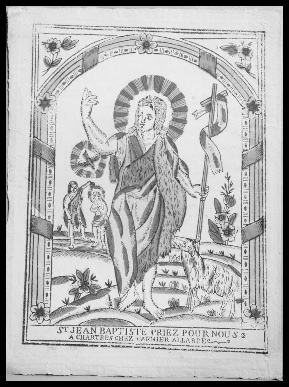 Lalance photographie Image. "Saint Jean-Baptiste priez pour nous". Bois couleur. Garnier-Allabre à Chartres Ile-de-France, France 1959 Ph.1959.77.5 Photo