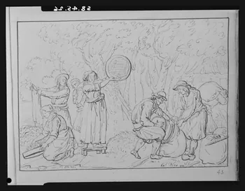 Pierre Soulier photographie Album de dessins originaux d'Olivier Perrin. Ils proviennent du Finistère et sont datés de la fin du 18è siècle. La planche 43 est réalisée à la plume et est intitulée "Le vannage" Bretagne, France 1958/5/1 Ph.1958.45.26  Photo Mucem
