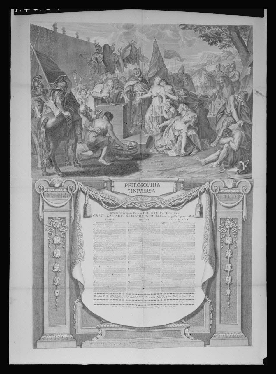 Pierre Soulier photographie Diplôme de thèse représentant le sacrifice d'Iphigénie. Cuivre noir et blanc à Douai le 18/08/1735 Ile-de-France, France 1958/7/1 Ph.1958.64.1 Photo Mucem