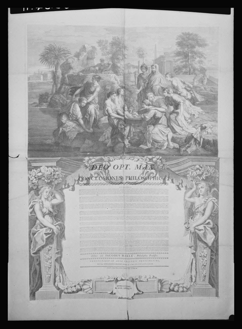 Pierre Soulier photographie Diplôme de thèse représentant Moïse sauvé des eaux. Cuivre noir et blanc le 18/07/1784 Ile-de-France, France 1958/7/1 Ph.1958.64.11 Photo Mucem