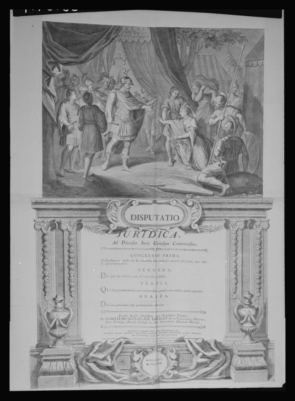 Pierre Soulier photographie Diplôme de thèse représentant la clémence d'Auguste. Cuivre noir et blanc à Douai le 18/11/1777 Ile-de-France, France 1958/7/1 Ph.1958.64.9 Photo Mucem