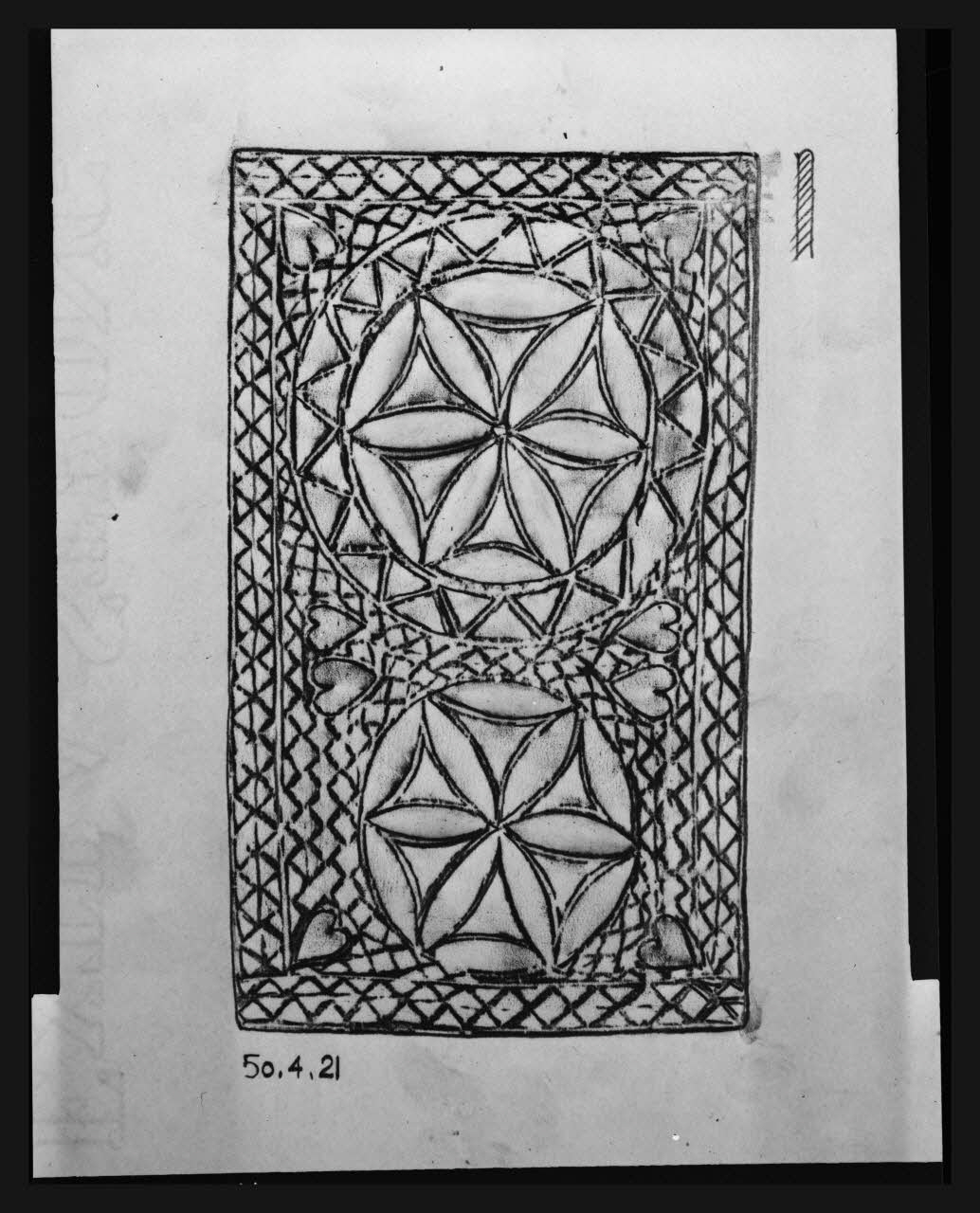 Pierre Soulier photographie Reproduction calquée d'un plioir en bois sculpté France 1958/7/28 Ph.1958.72.18 Photo Mucem