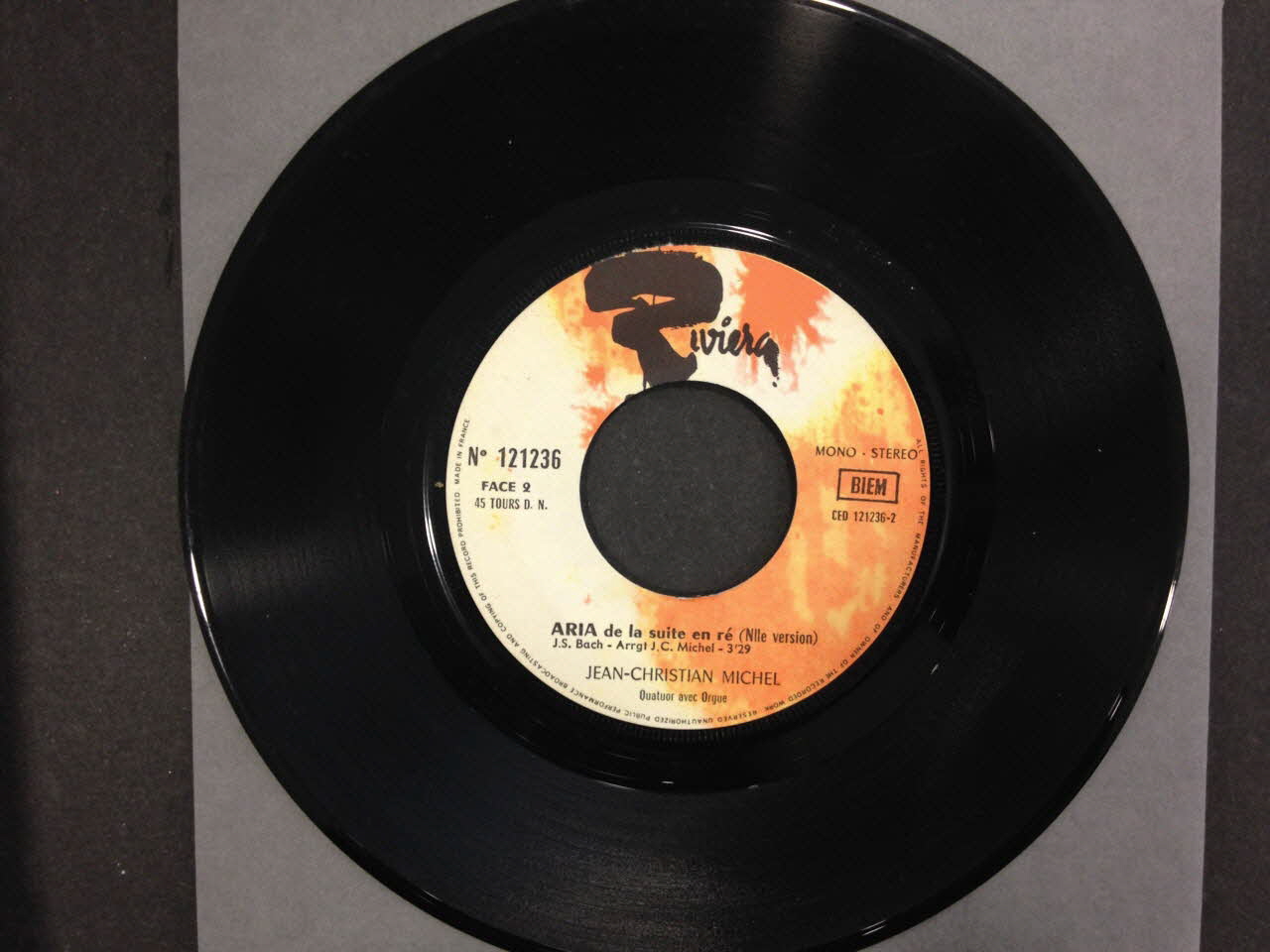 disque 45 tours Aria de la suite en ré 2001.69.16.3794 Photo