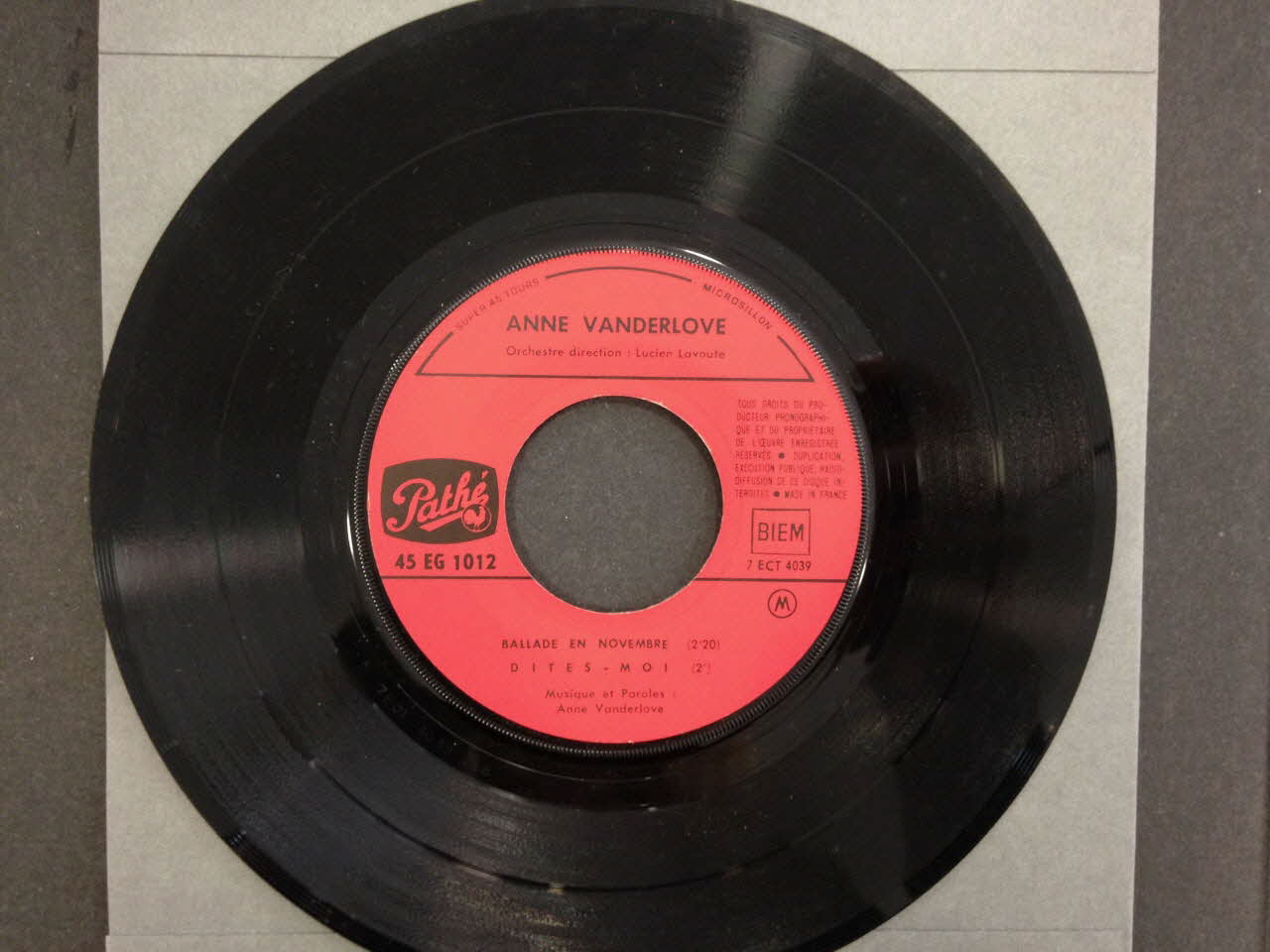 disque 45 tours Dites-moi 2001.69.16.3799 Photo