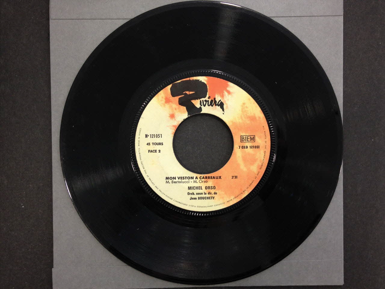 disque 45 tours Mon veston à carreaux 2001.69.16.3807 Photo