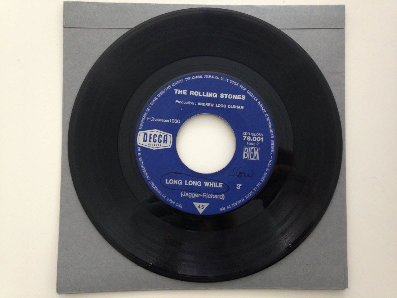 The Rolling Stones ; Decca disque 45 tours Long long while France 1966 2001.69.16.3870 Photo
