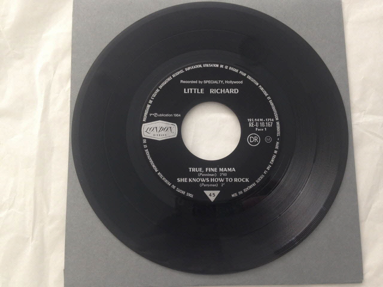 Little Richard ; London Disques; disque 45 tours All night long France 1964 2001.69.16.3904 Photo