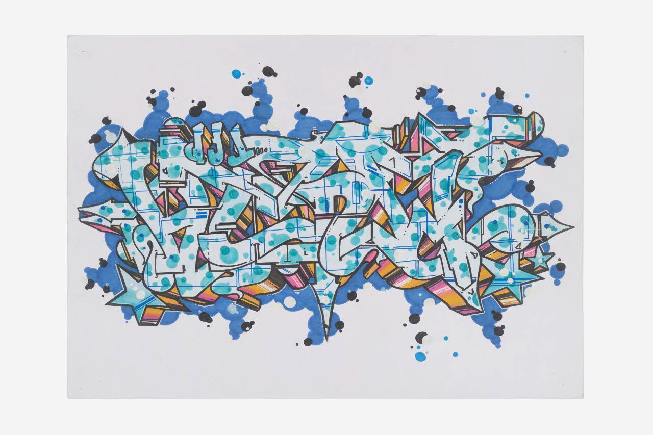 Musa esquisse Dessin préparatoire de graff Catalogne, Espagne 2015 2016.34.4 Photo Mucem