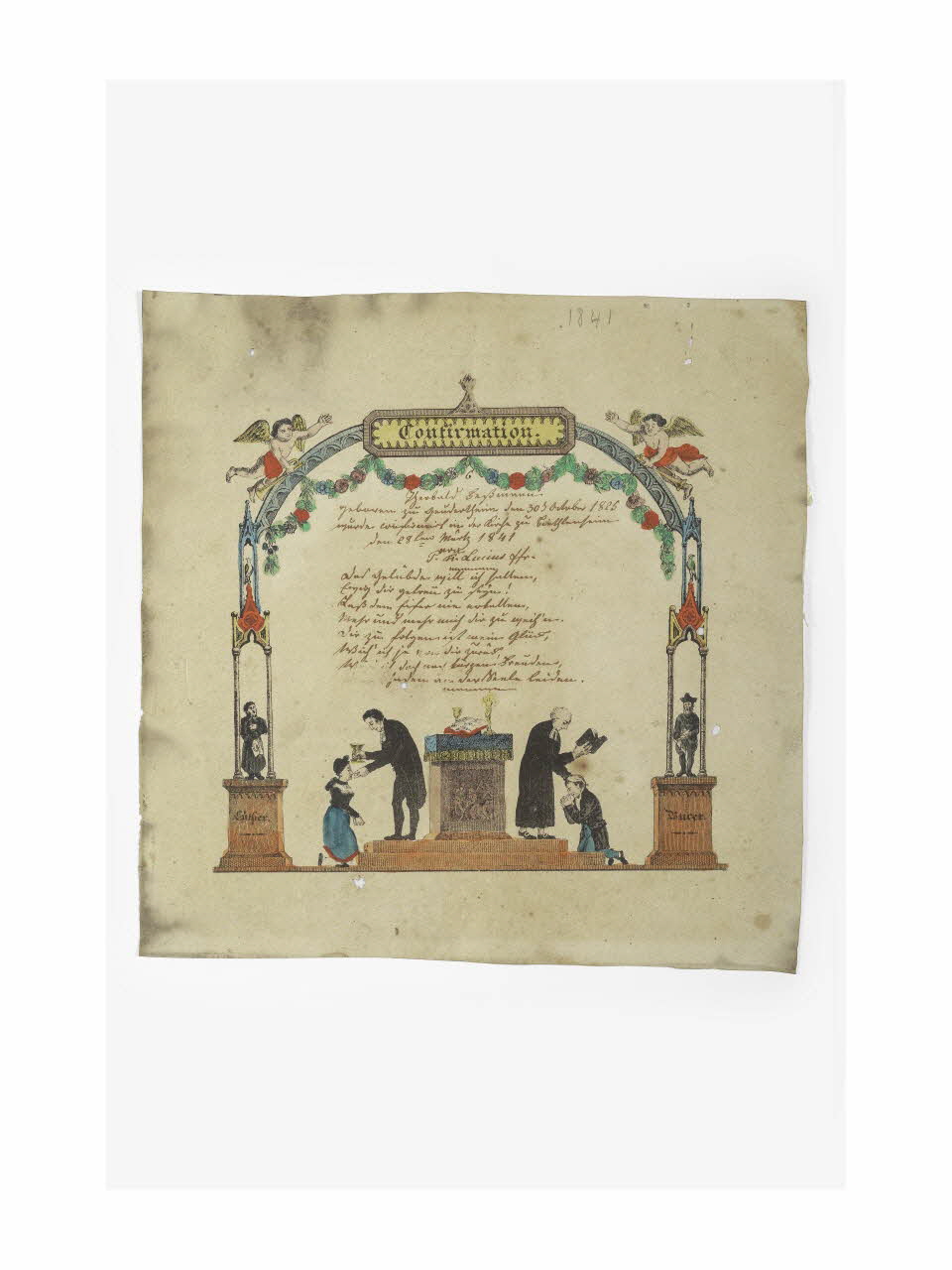 lettre de confirmation Confirmation. Biethlenheim 1841 1988.52.50 Photo