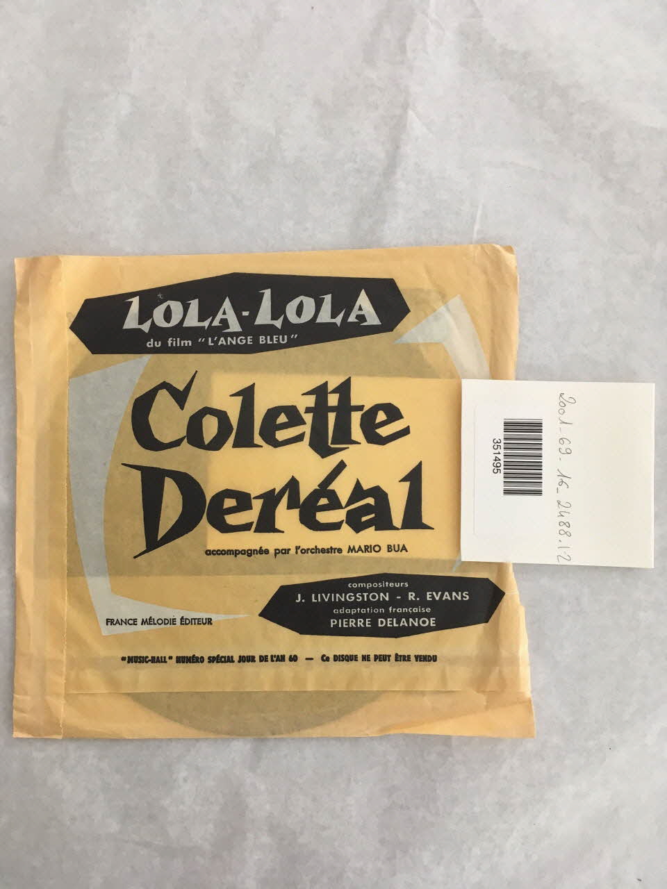 disque 45 tours Lola Lola 2001.69.16.2488.1-2 Photo