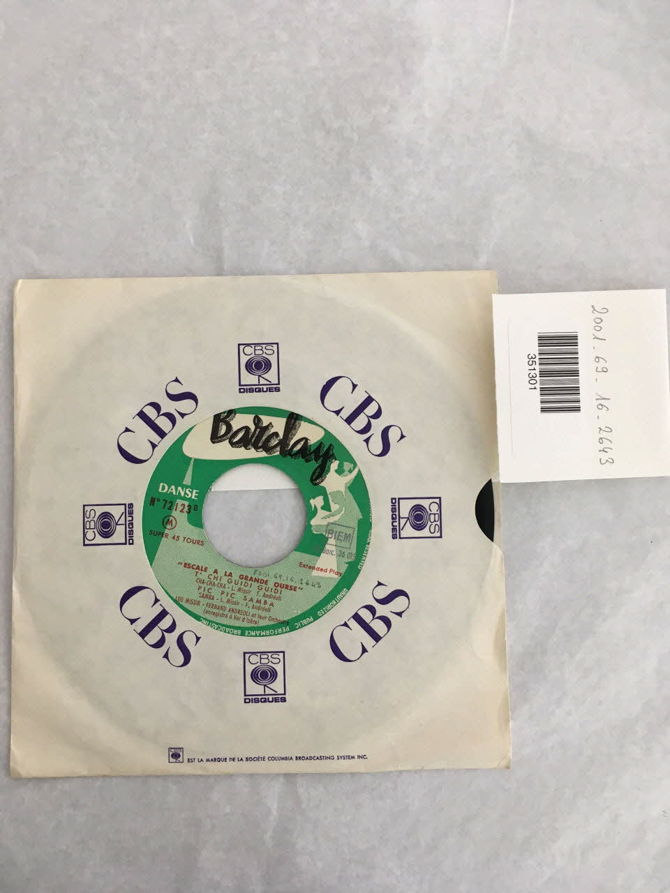 disque 45 tours T' chi guidi guidi 2001.69.16.2643 Photo